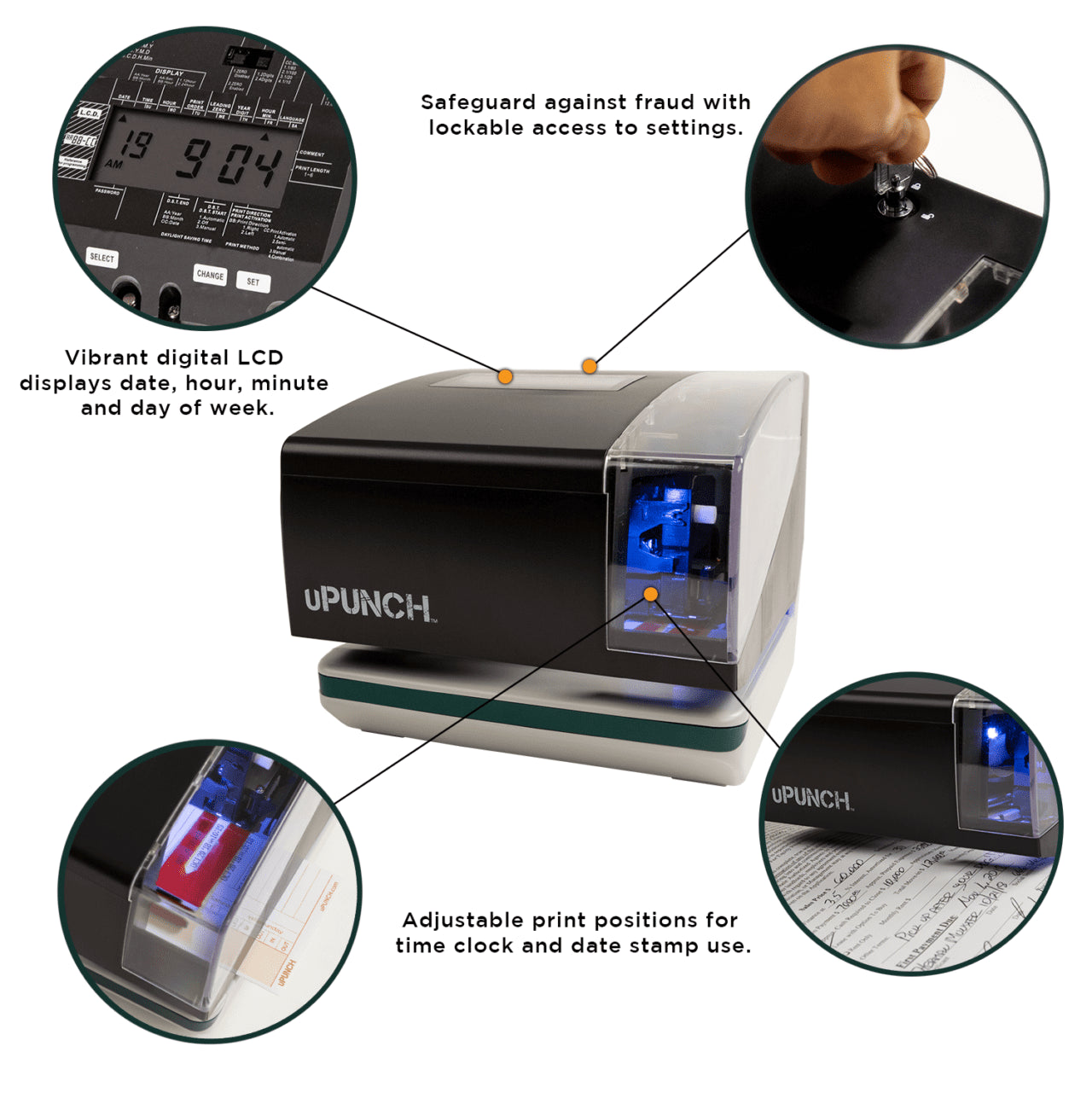 uPunch CR1000 Digital Time Clock and Date Stamp