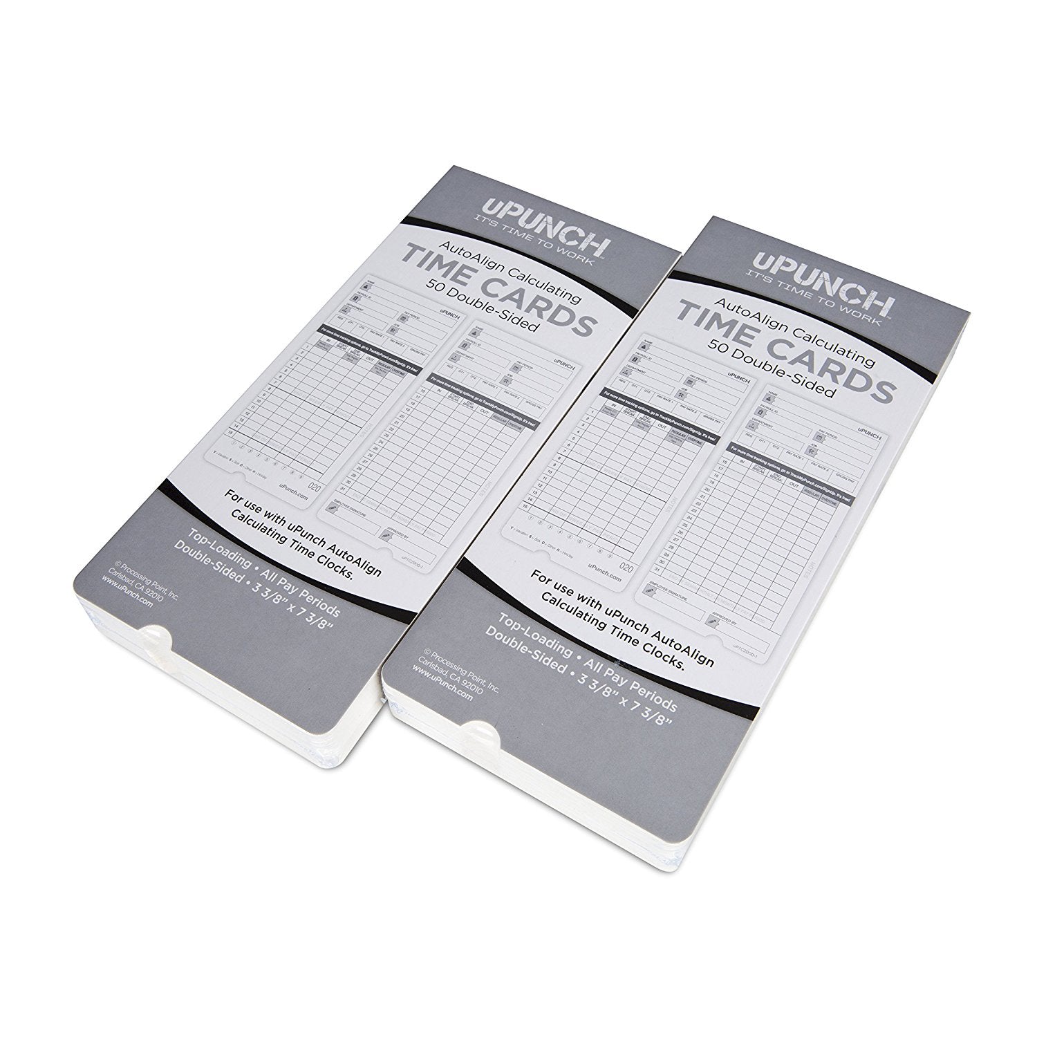 uPunch Time Cards for Grey Calculating Auto Align Time Clocks HN4000 - 100 pack