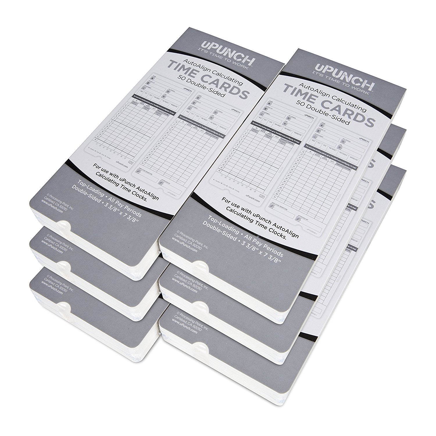 uPunch Time Cards for Grey Calculating Auto Align Time Clocks HN4000 - 300 pack