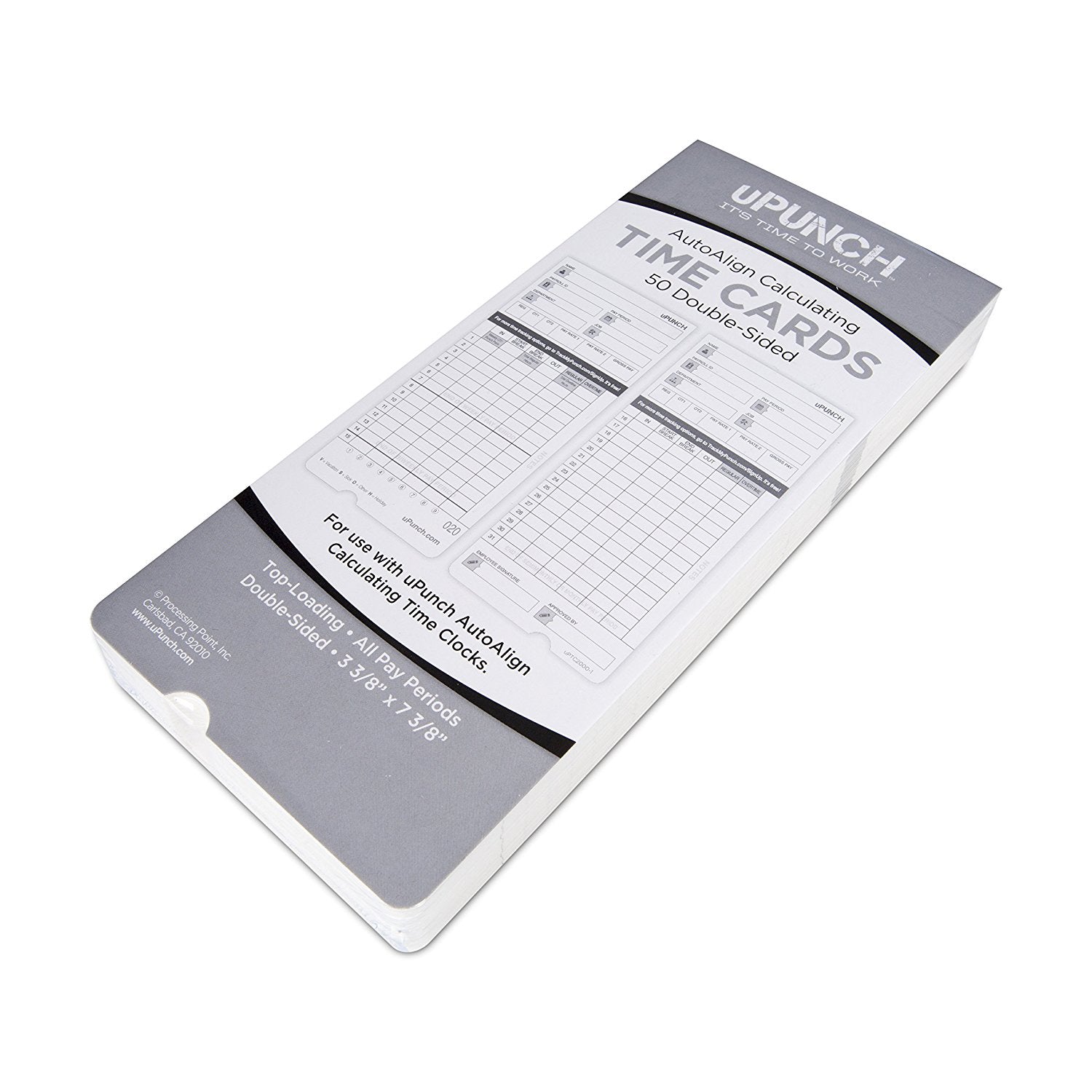 uPunch Time Cards for Grey Calculating Auto Align Time Clocks HN4000 - 50 pack