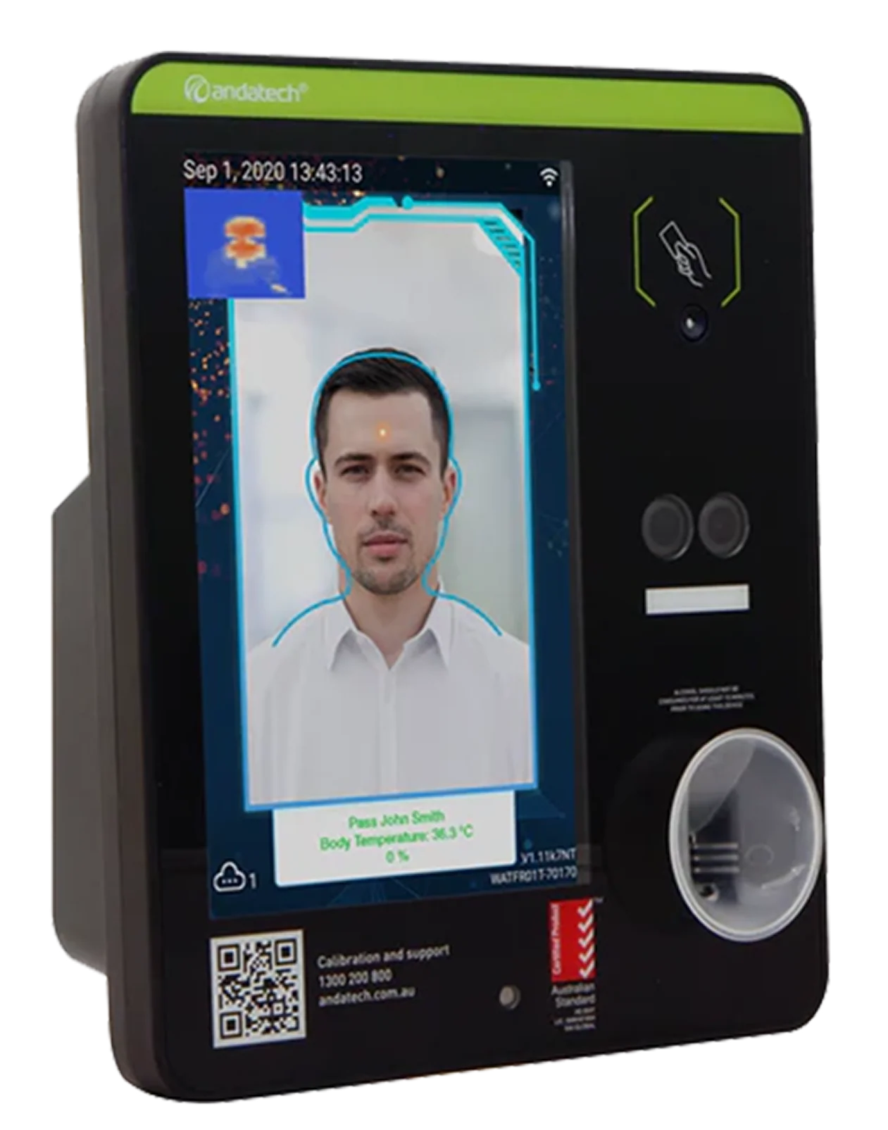 Andatech, Facial Recognition Time Clock with Alcohol Testing
