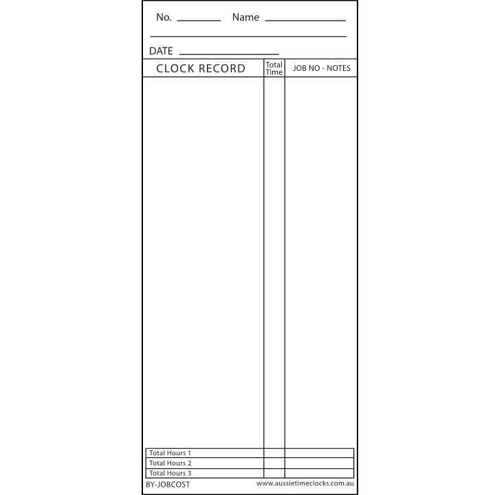 BY10002 Job Time Card