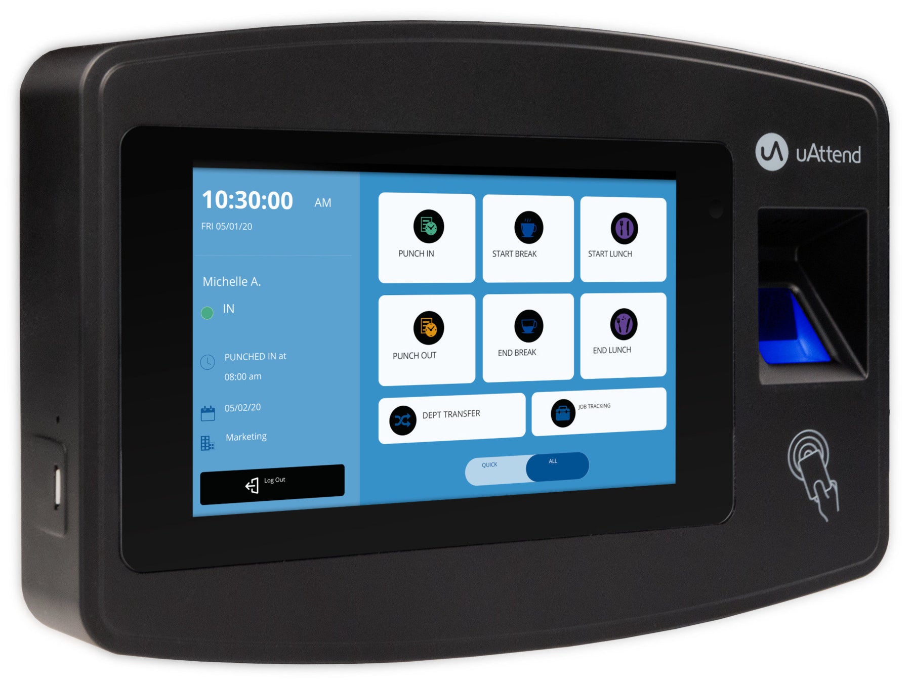 uAttend JR2000 Touch Tablet Fingerprint Time Clock