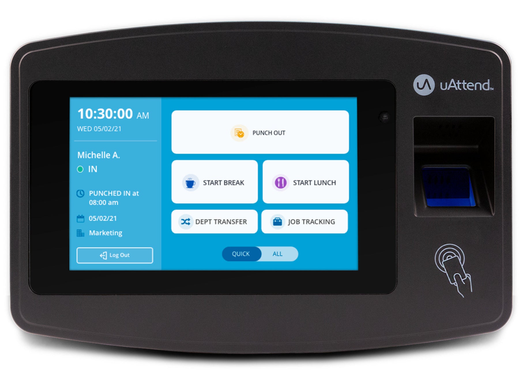 uAttend JR2000 Touch Tablet Fingerprint Time Clock