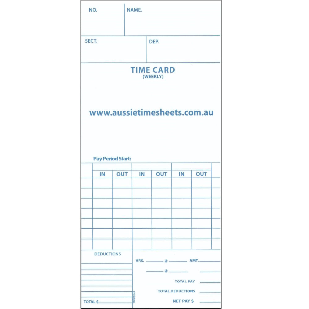 Time Cards Aussie Time Sheets