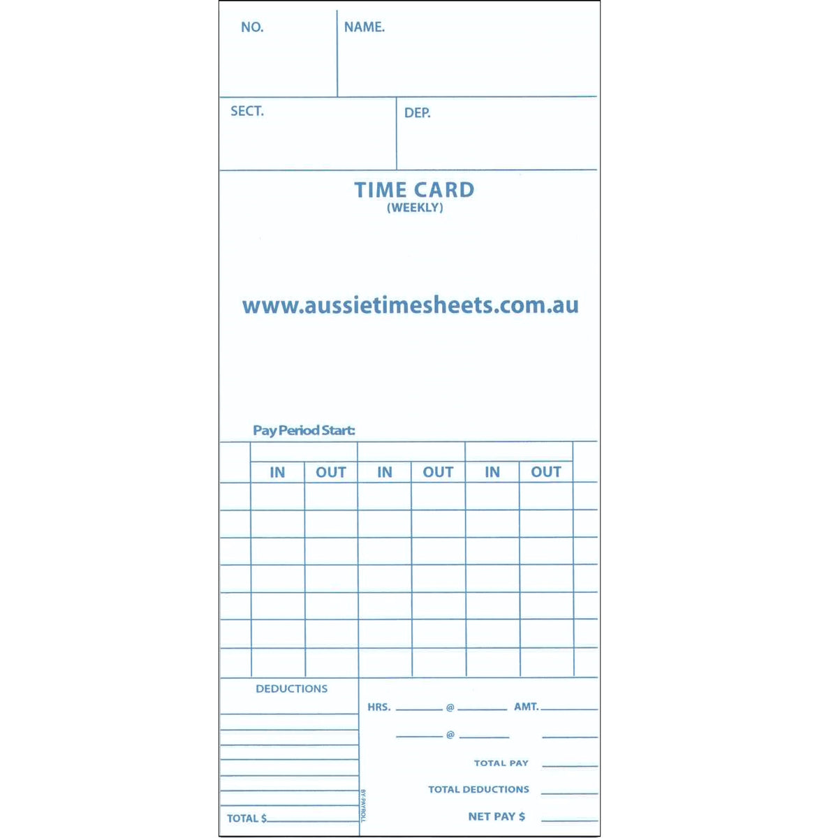 Time Cards Aussie Time Sheets