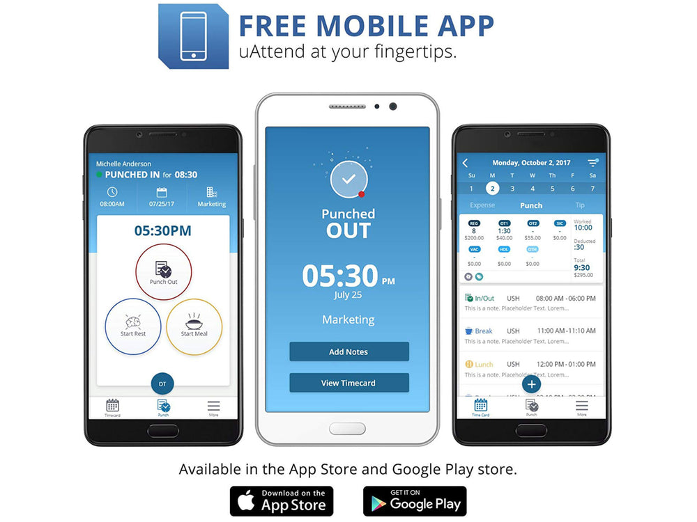 uAttend DR2000 Facial Recognition Time Clock Aussie Time Sheets